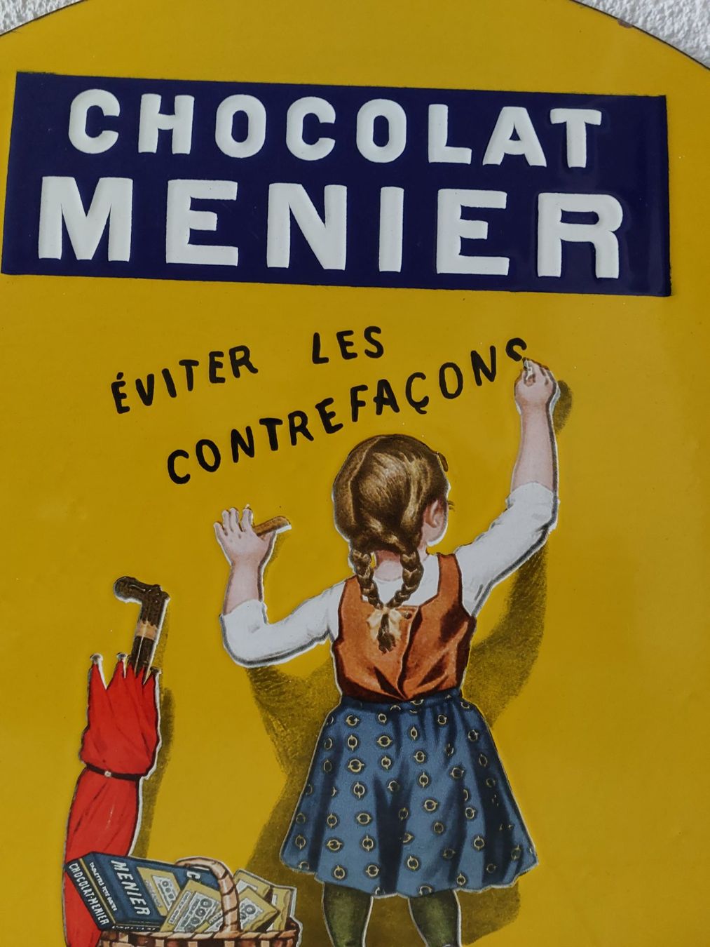 Cailler Schilder: Emailschild Chocolat Menier Plaque émaillée 59 cm – Gebraucht aus Schenkon von Elbarto007 1