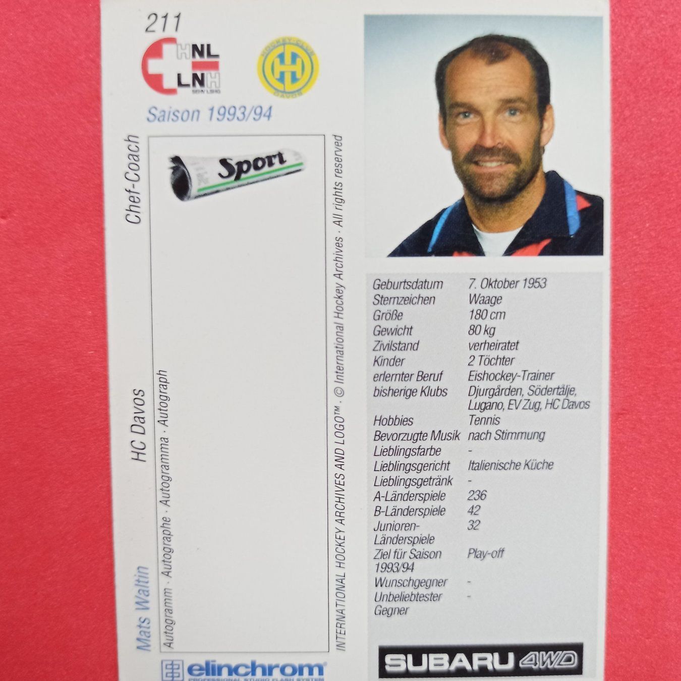 Carte collezionabili: Mats Waltin - HCD - 1993/94 – Usato da Dübendorf venduto da kb86_MOVIE 1