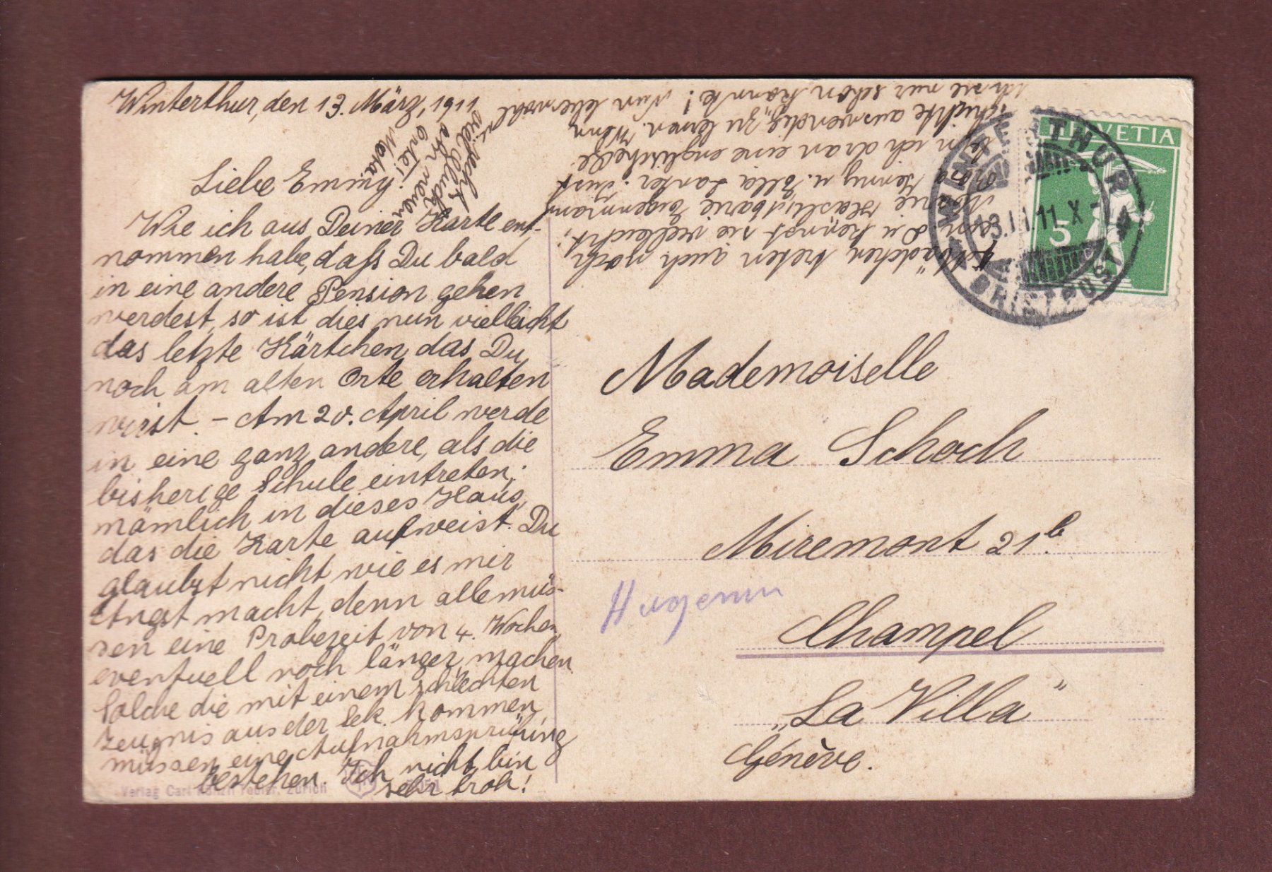 Cartoline postali: WINTERTHUR - Technikum - 1911 – Usato da Pully venduto da nicecards-shop 1