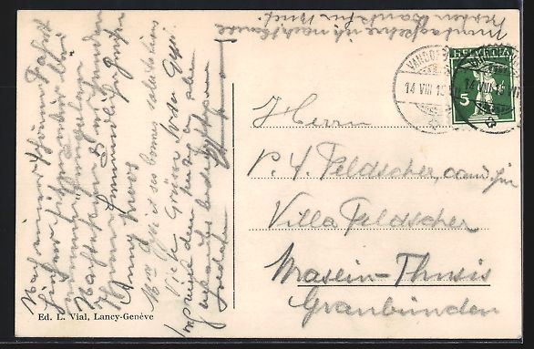 Cartoline postali: Vandoeuvres, Panorama et le Mont-Blanc – Usato da Berlin venduto da bartko-reher 1