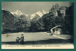 Ruine Unspunnen, belebt, ungelaufen, ca. 1905