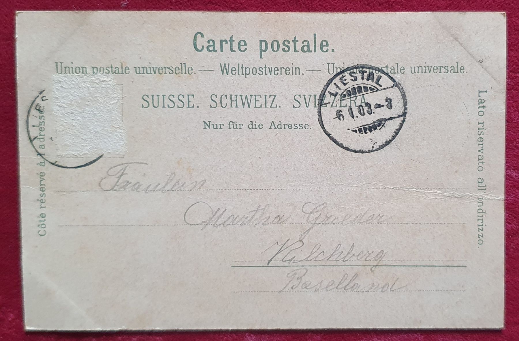 Cartoline postali: Gruss aus Liestal 1903 – Usato da Kreuzlingen venduto da Rschweiz1 1
