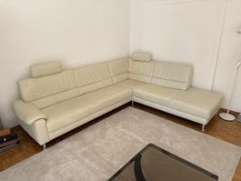 Ecksofa Leder weiss mit Gebrauchsspuren gebrauchter Zustand
