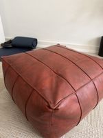 Luxurious quality leather red poufs