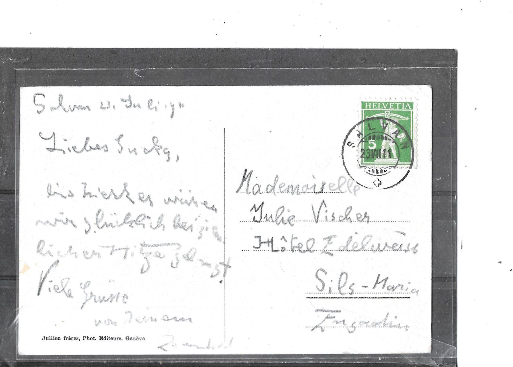 Cartoline postali: VS Salvan 1911 – Usato da Schocherswil venduto da Wilare 1
