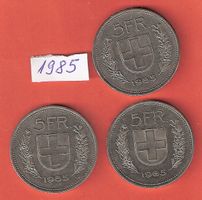 1 x 1985 Fr. 5.- letztes Exemplar Randschrift vertieft/Abart