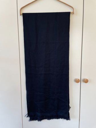 VERSACE Schal dunkelblau, 100% Wolle