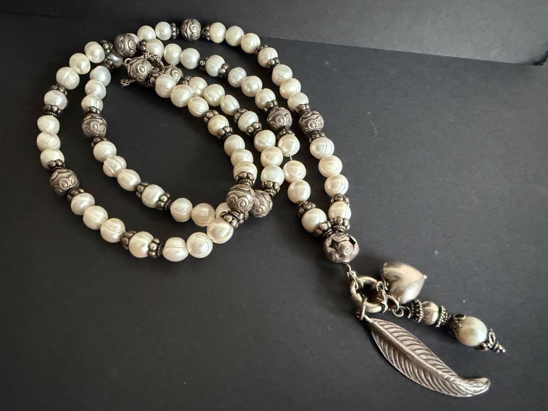 Catenine: Lange echte Perlen Kette mit Silber 925 – Usato da Spiegel b. Bern venduto da Rogger72