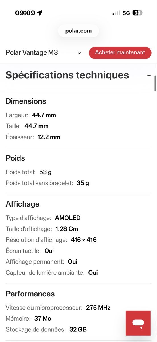 Polar Smartwatch: Montre connectée Polar Vantage M3 multisports – Neu (gemäss Beschreibung) aus Marly von Chassot04 5
