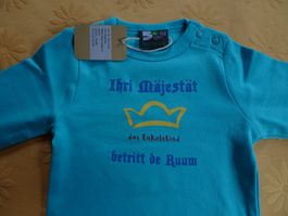 NEUER Body türkis "Ihri Mäjestät das E." Gr. 74/80 - 260735