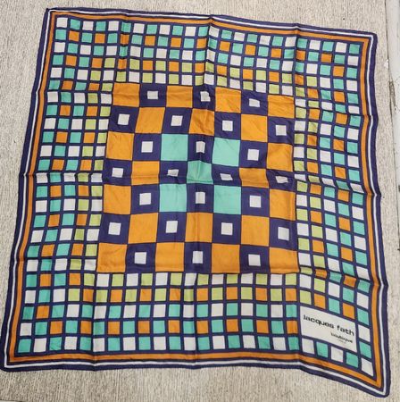 Foulard Jacques Fath multicolore carré soie authentiq