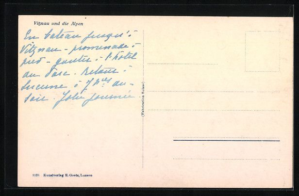 Cartoline postali: AK Vitznau, Totalansicht mit den Alpen – Usato da Berlin venduto da bartko-reher 1