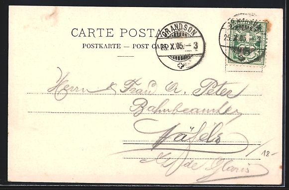 Cartoline postali: AK Grandson, Vue générale, 1905 – Usato da Berlin venduto da bartko-reher 1