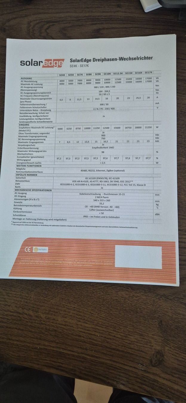 SolarEdge Inverter: Solaredge Wechselrichter Typ SE4K-Se17K – Usato da Rickenbach Sulz venduto da Marski 1