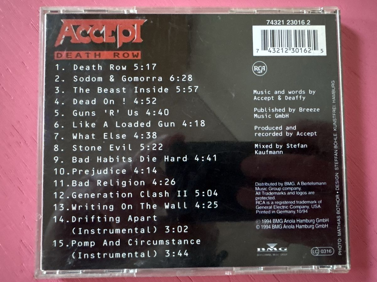CD: Accept - Death Row – Usato da Lützelflüh-Goldbach venduto da Deiv4 1