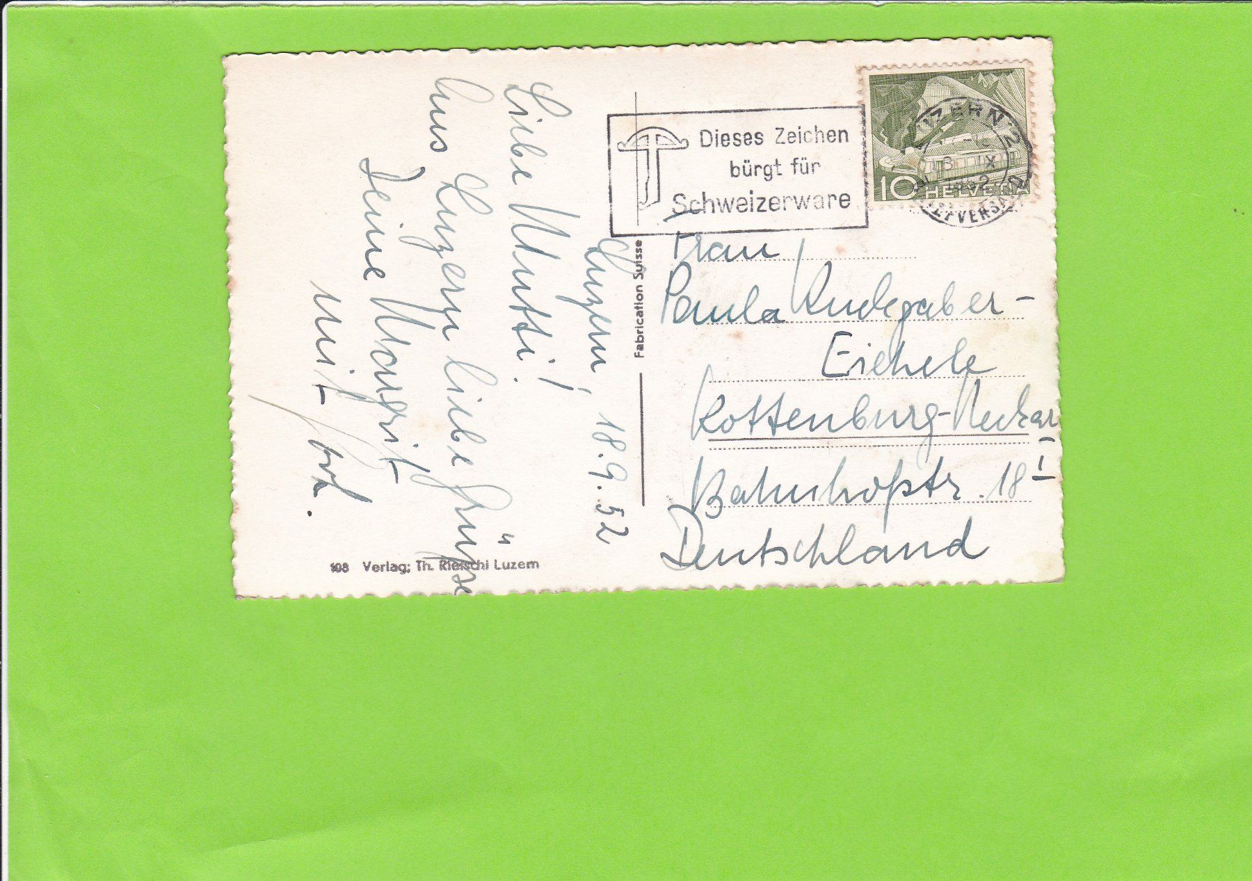 Cartoline postali: Luzern-Kapellbrücke – Usato da St. Peterzell venduto da neckertal 1