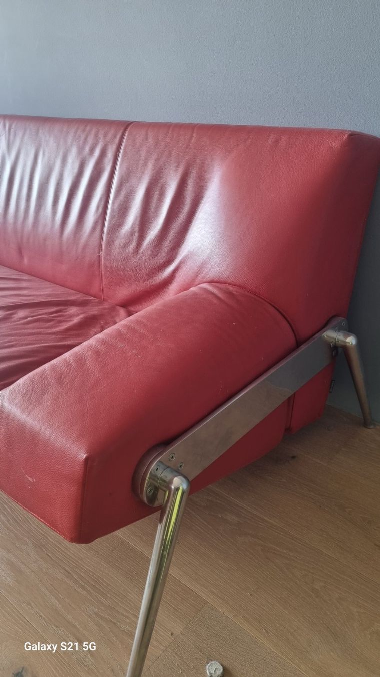 Divani: Ital. Designer Sofa Leder Rot – Usato da Winterthur venduto da hadok7 1