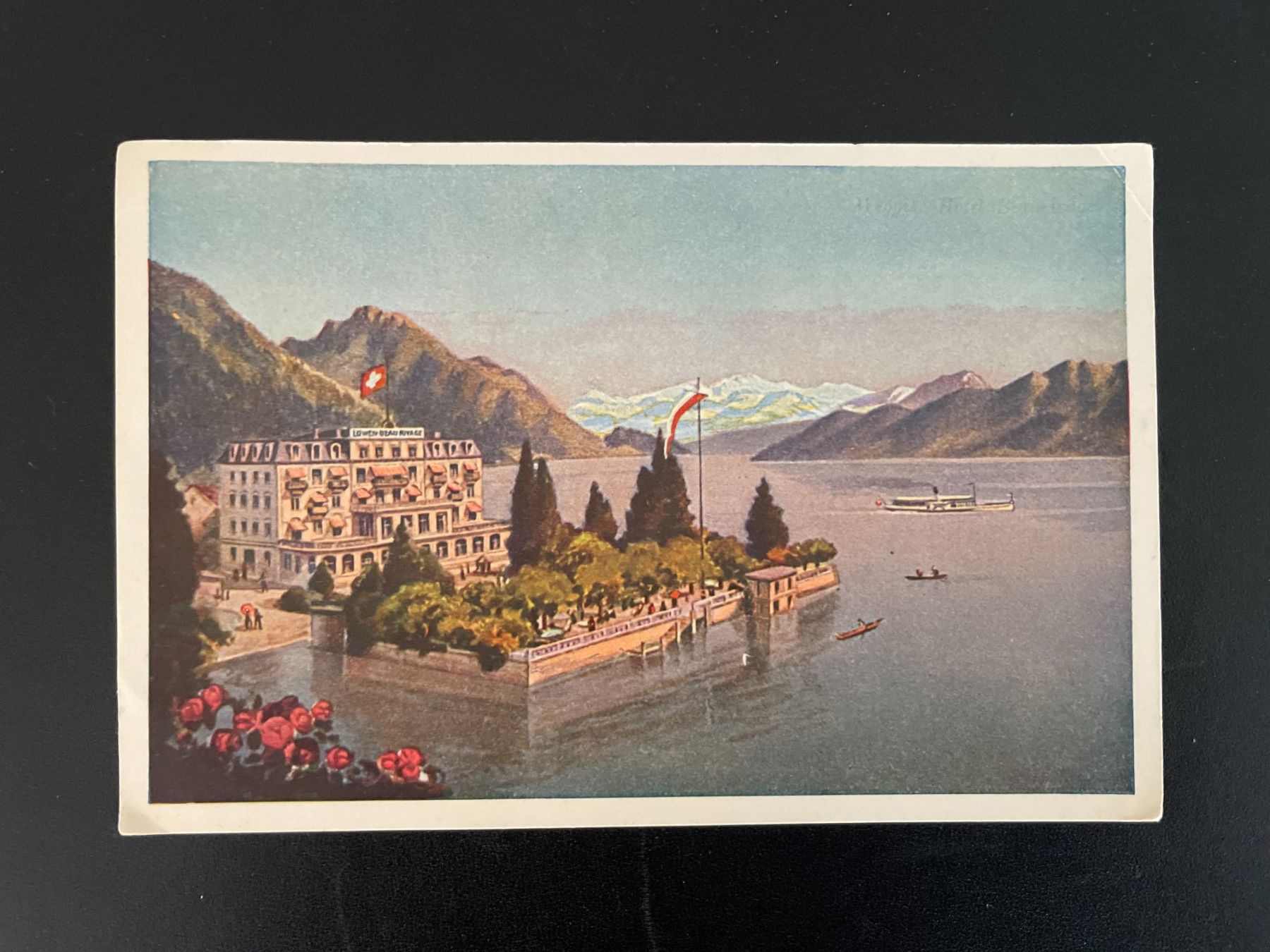 Cartoline postali: AK LU Hotel Beau-Rivage und Löwen, Weggis – Usato da Thal venduto da Danny82