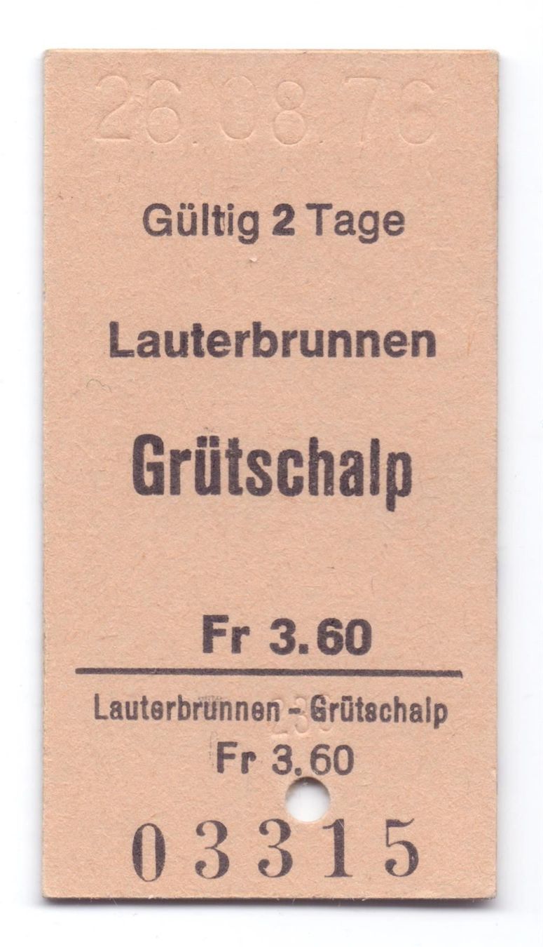 Biglietti: Billette Lauterbrunnen - Grütschalp – Usato da Langenthal venduto da Sammlungs_aus