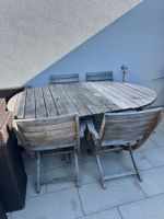 Gartentisch oval Holz mit 7 Stühlen gebraucht