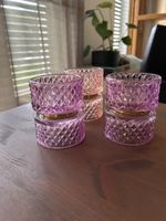 3er Set Teelichthalter aus Glas, Vintage Stil, Top!