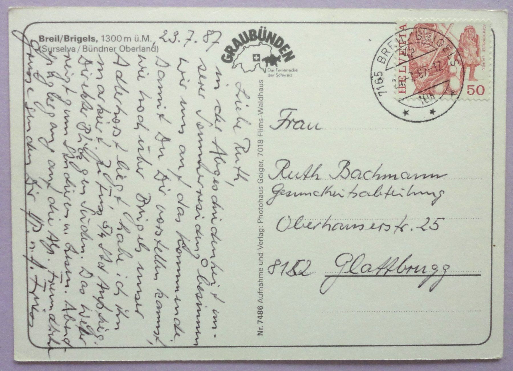 Cartoline postali: Breil/Brigels 1300 m ü.M. – Difettoso da Fétigny venduto da Billy2miny 1