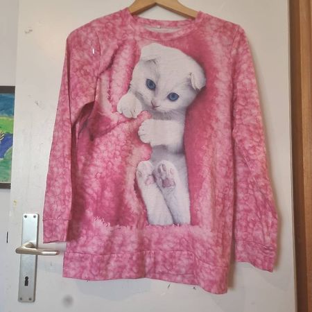 Kinder Langarmshirt mit Katzenmotiv rosa 712 Jahre
