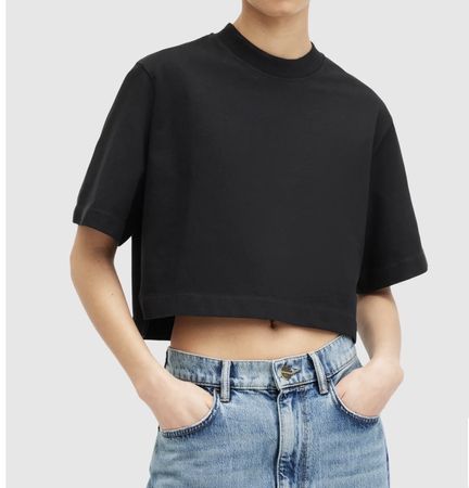 AllSaints Lottie Cropped T-Shirt Gr. M in schwarz