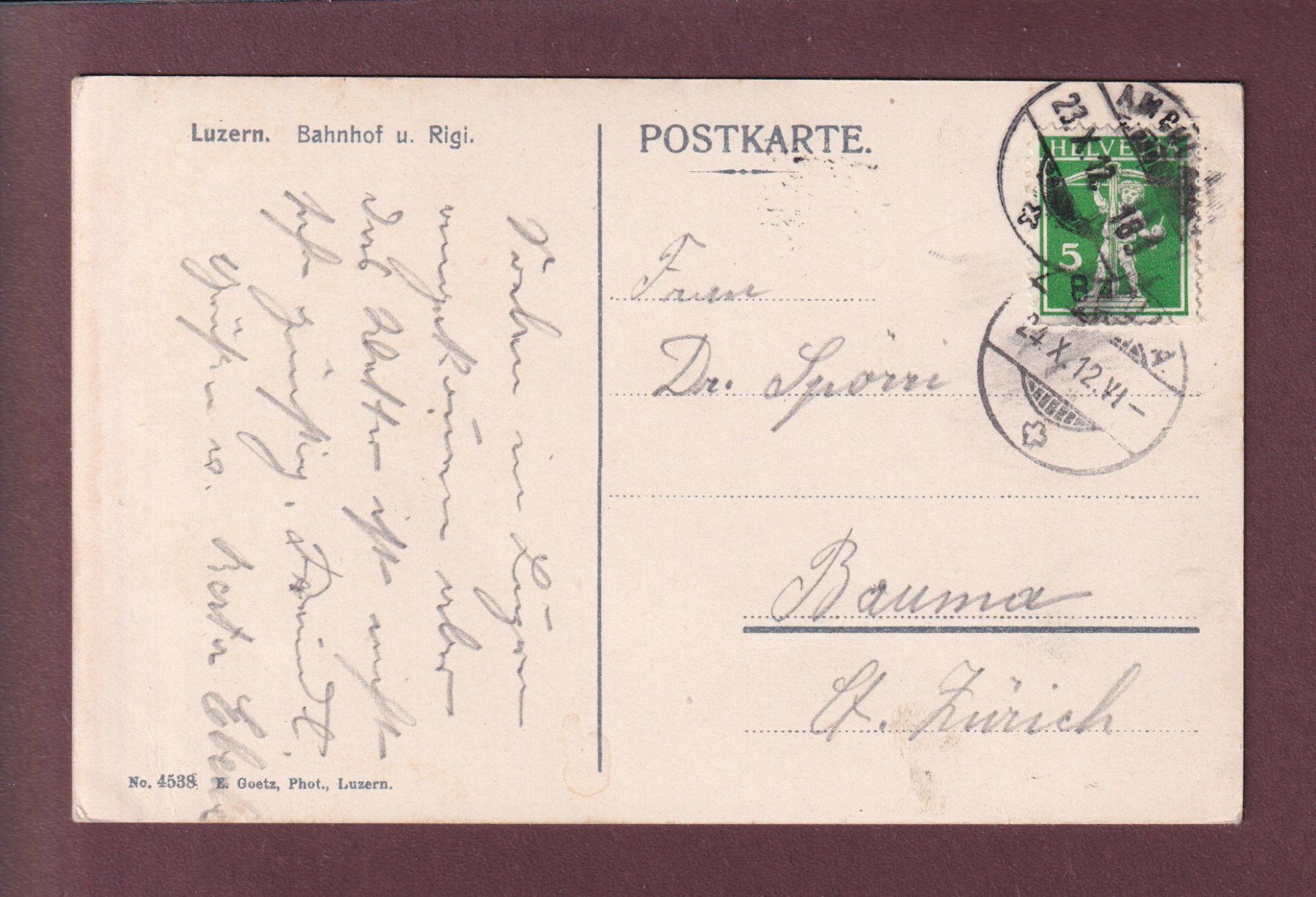 Ansichtskarten: LUZERN - Bahnhof - Kutsche - 1912 – Gebraucht aus Pully von nicecards 1