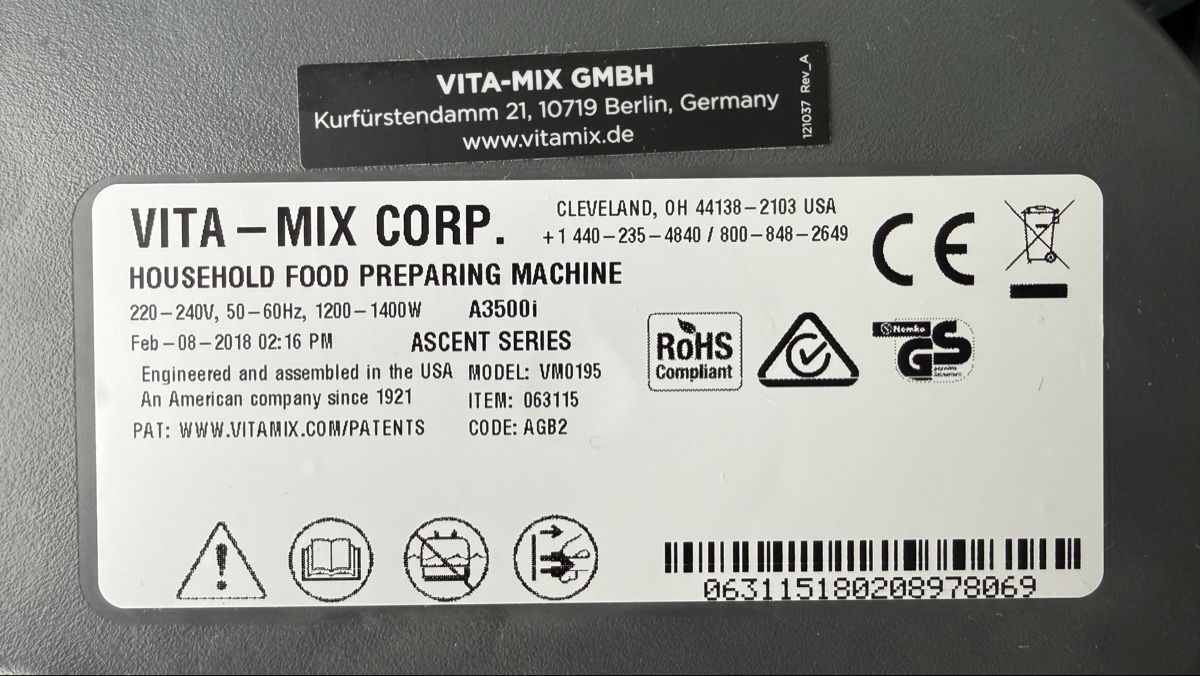 Vitamix Küchengeräte: Vitamix Ascent A3500i Mixer – Gebraucht aus Zürich von gai_srv8 5