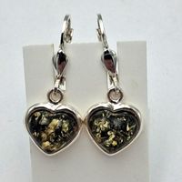 Vintage-Stil Bernstein Herz Ohrringe in Sterling Silber