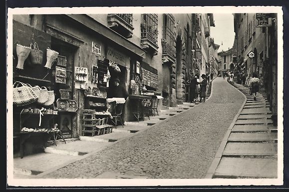 Cartoline postali: Lugano, Via Cattedrale mit Geschäften – Usato da Berlin venduto da bartko-reher