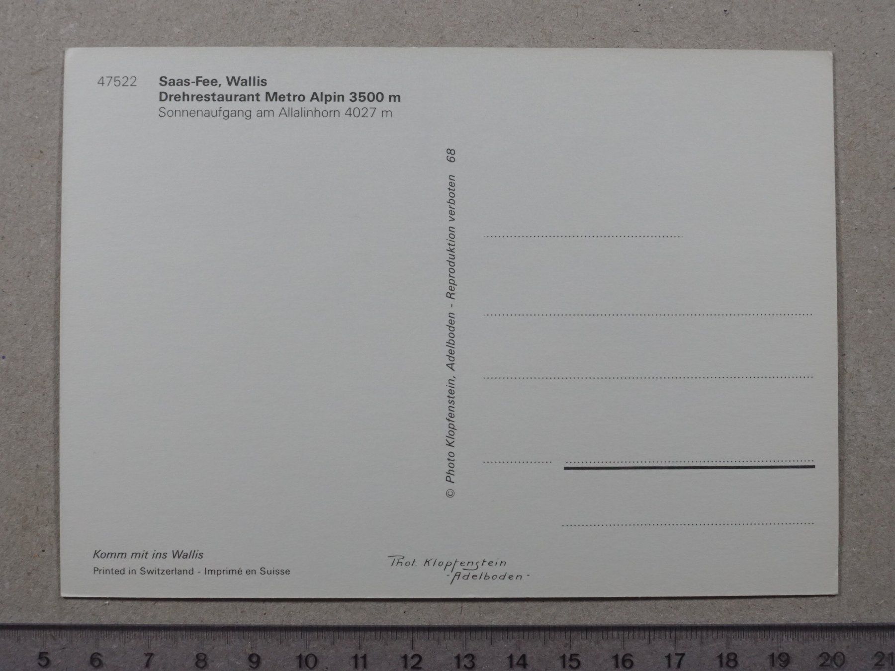 Cartoline postali: Saas-Fee, Metro Alpin – Usato da Lenzburg venduto da fh1 1