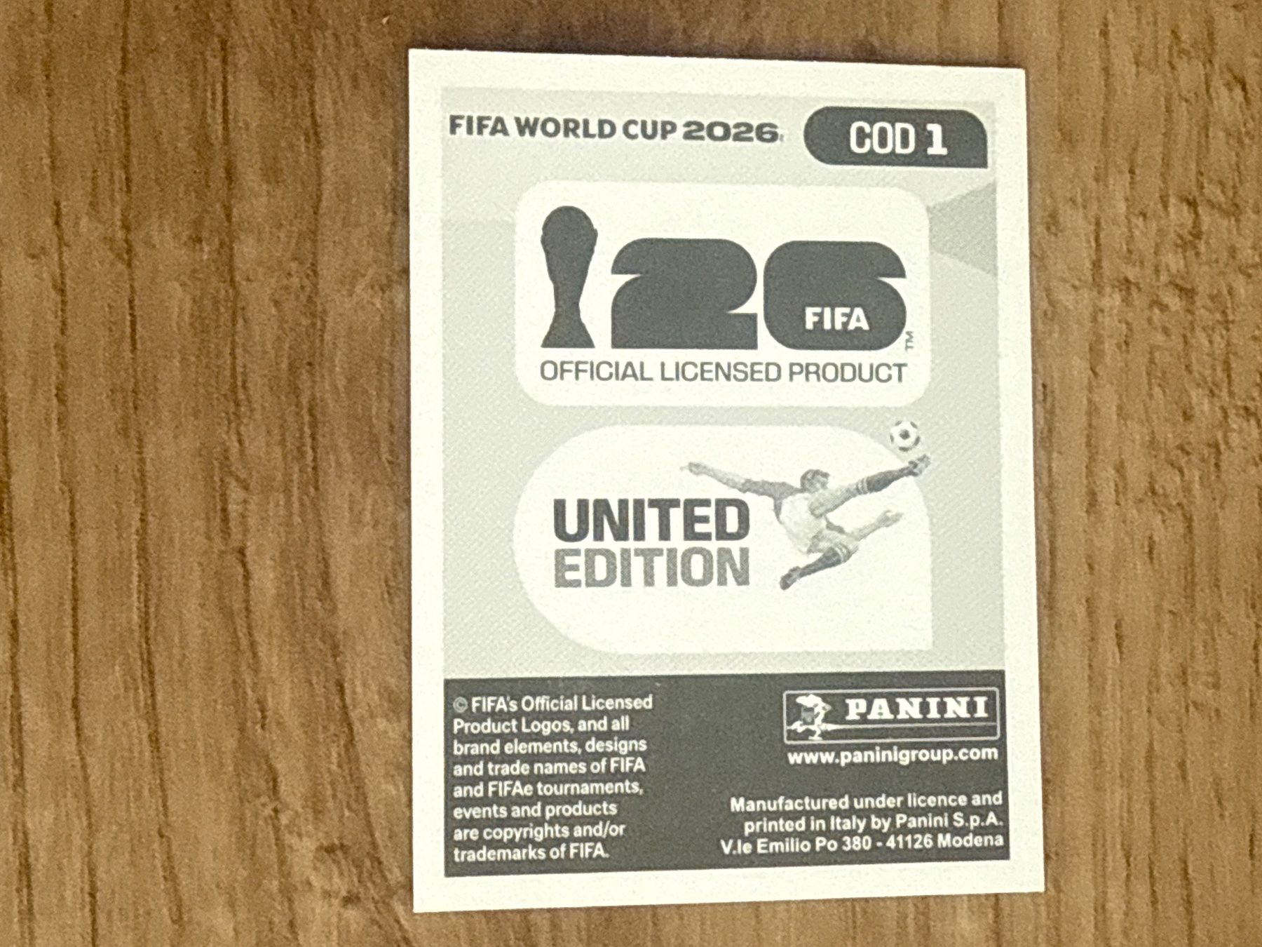 Panini Carte collezionabili: Panini FIFA World Cup 2026  Sticker COD 1 – Usato da Glattbrugg venduto da Schweigmatt 1
