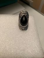 Vintage Boho Style, silberf. Ring mit schwarzem Schmuckstein