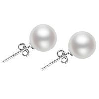 Perlen Ohrringe, Damen Perlen Ohrringe 925 Silber rund 8mm