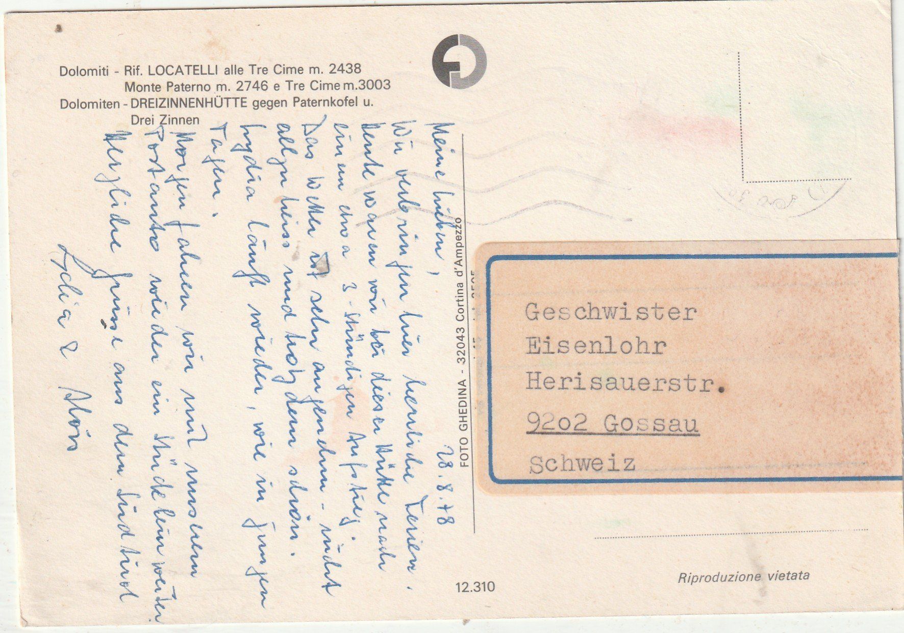 Cartoline postali: Dolomuten  – Usato da Lumbrein venduto da made02 1