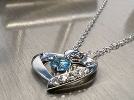 Wunderschönes Collier Silber 925 40 +5 cm Blautopas Anhänger