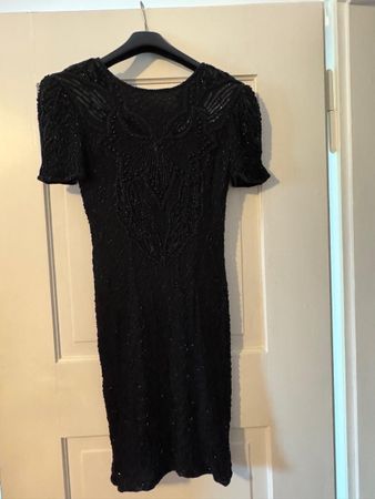 Adrianna Papell Black Beaded Dress - Size 4
