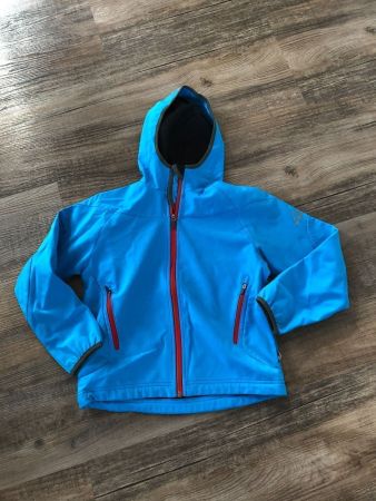 Kinder Softshell mit Kapuze, blau Gr.140