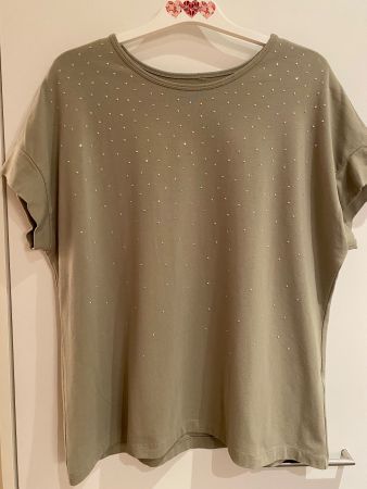 RABE T-Shirt ,Baumwolle mit Strass, Grösse 40 , Olive grün