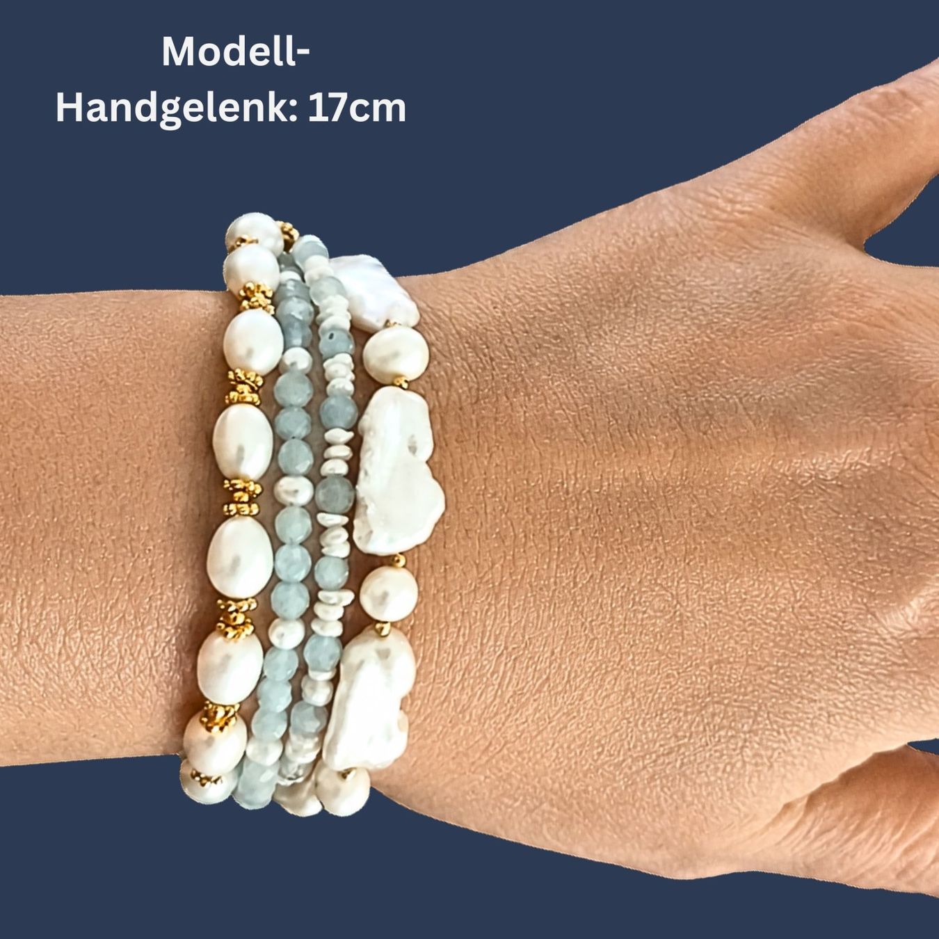 Bracciali & Braccialetti: Statement-Perlenarmband mit Aquamarin, 4 Reihen, Unikat, – Nuovo e nell'imballaggio originale da Lütisburg venduto da Emarra 3
