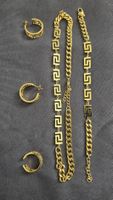 Gold Schmuckset Bijoux Edelstahl Acier Inoxydable Mäander