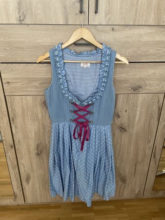 Trachtenkleid Steindl Grösse 38 blau kariert weiss
