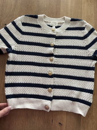 H&M Strickjacke, blau/beige Gr. S