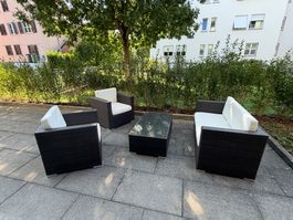 Rattan Gartenlounge 4-teilig (2er Sofa, 2 Stühle , 1 Tisch)