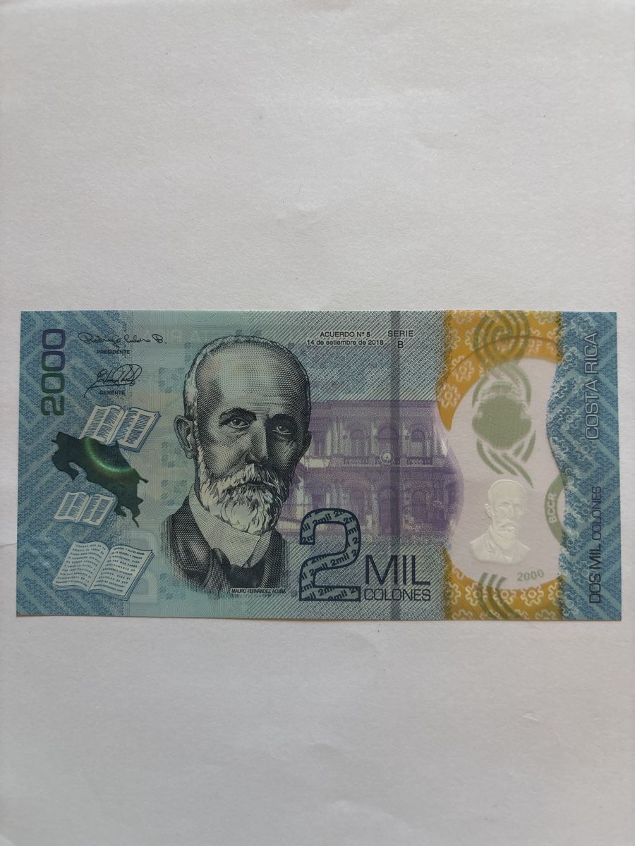Banconote: 2000 Colones Costa Rica Banknote 2018 UNC – Nuovo e nell'imballaggio originale da Möhlin venduto da Don_Papa 1