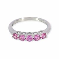 Saphir-Ring 14k Weissgold 5 pink Saphire 1,00ct