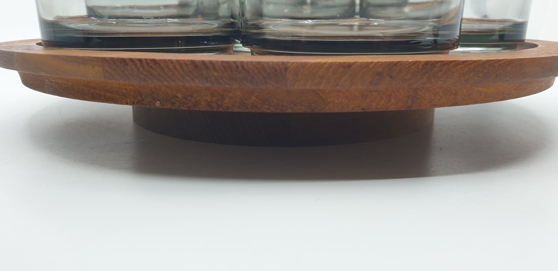Piatti di portata: Mid Century Apero oder Saucenplatte Teak mit 7 Glasschalen – Usato da Emmen venduto da magelan 2