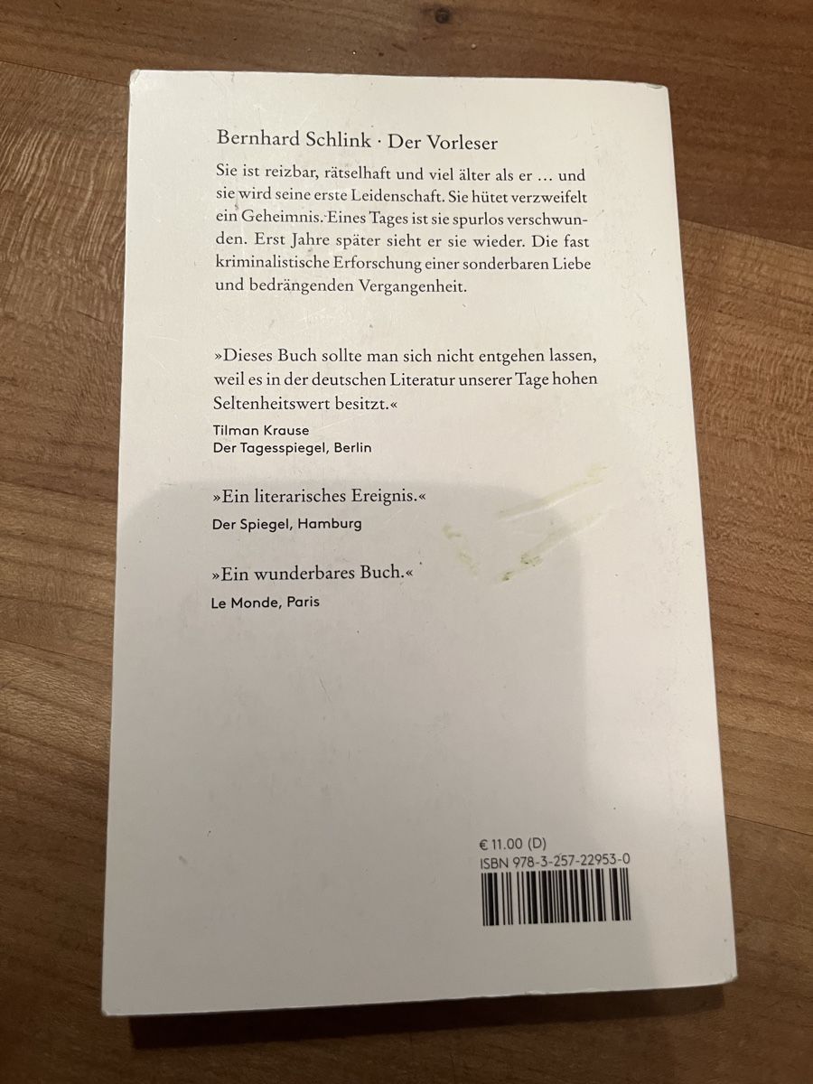 Bücher: Der Vorleser - Bernhard Schlink – Gebraucht aus Oberthal von rah_6sbk 1